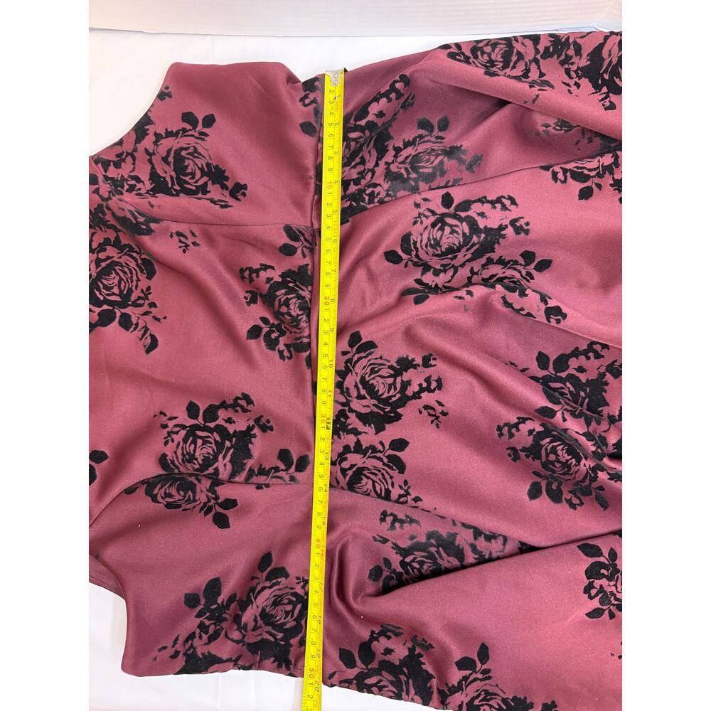 Torrid Burgundy Flocked Floral Skater Dress 20 - Picture 5 of 8